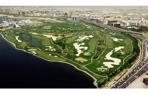 aerial view, dubai creek golf club, dubai, united arab emirates
