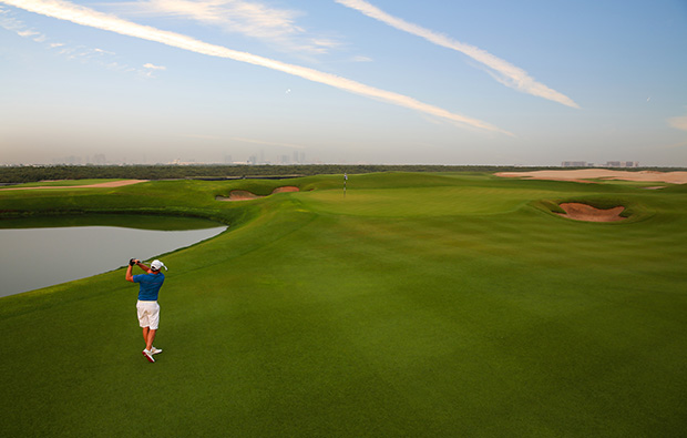 golfer al zorah golf club, dubai, united arab emirates