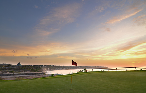 sunset at new kuta golf club, bali, indonesia