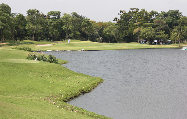 lake at green valley golf club, bangkok, thailand