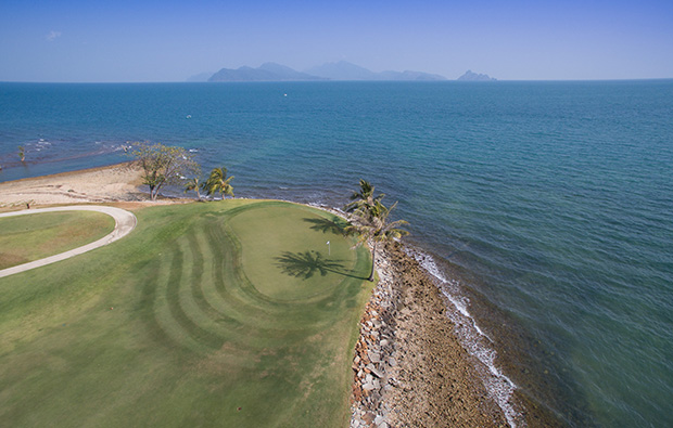 aerial view of green the els club, langkawi