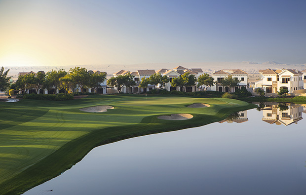 14th hole, jumeirah golf estates earth course, dubai, united arab emirates