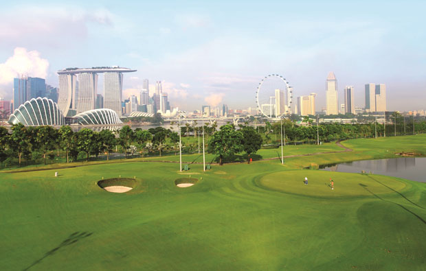 Marina Bay Golf Course view of city