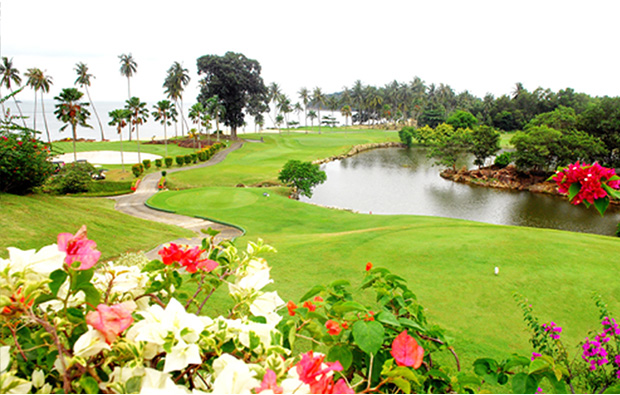 amazing landscape at palm springs golf country club in batam island, indonesia