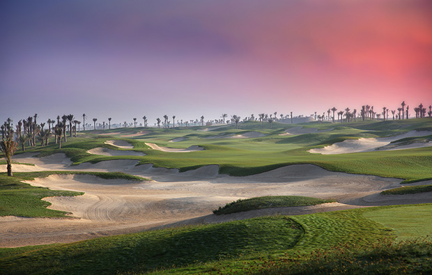 many bunkers at saadiyat island beach golf club, abu dhabi, united arab emirates