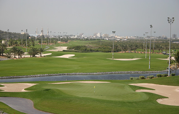 green at tower links golf club, dubai, united arab emirates