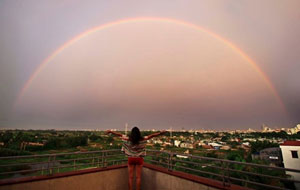 rainbow after storm in Vietnam