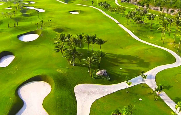 aerial view diamond bay golf resort, nha trang, vietnam