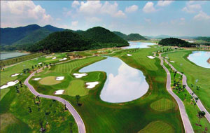 view from the air, legend hill golf resort, hanoi, vietnam
