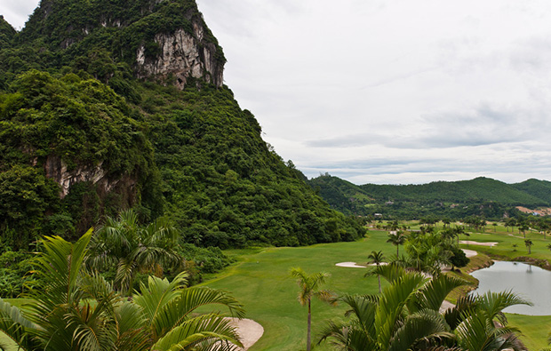 view down to hole, phoenix golf resort, hanoi, vietnam