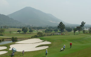 view towards mountains, tam dao golf resort, hanoi, vietnam