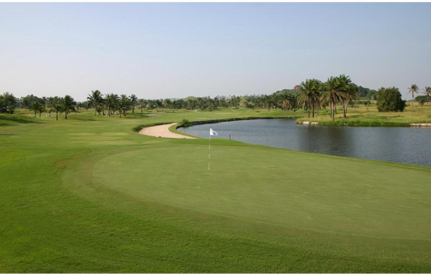 looking back from green at khao kheow country club, pattaya, thailand