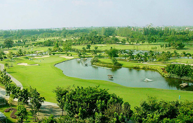 aerial view navatanee golf course, bangkok, thailand