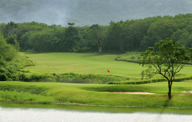 view over green kirimaya golf course, khao yai