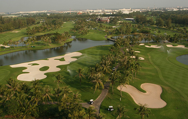 aerial view, thai country club, bangkok, thailand