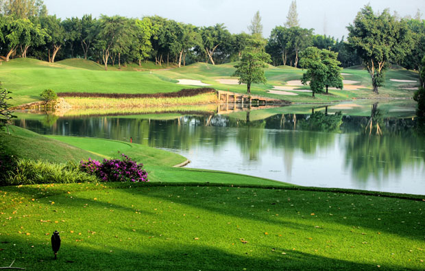 lake at alpine golf sports club, bangkok, thailand