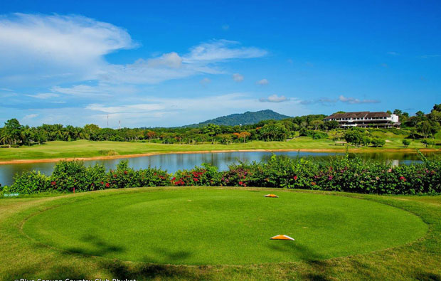 view from 17th tee, blue canyon country club, canyon course, phuket