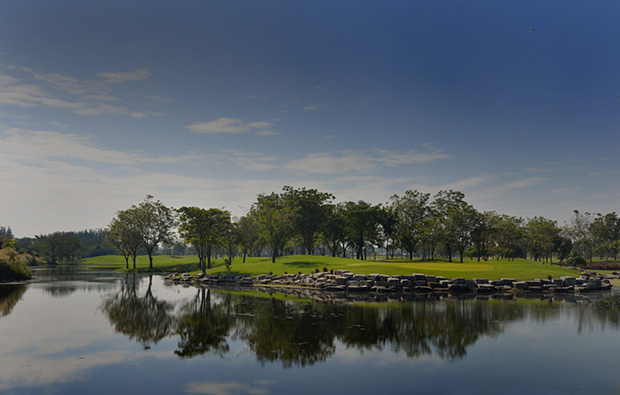 lake at lotus valley golf club, bangkok, thailand