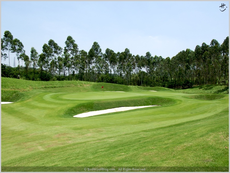 18th hole at pete dye course mission hills in guang dong china 