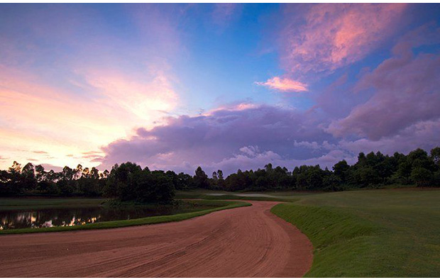 sunset at vijay course mission hills, guangdong china