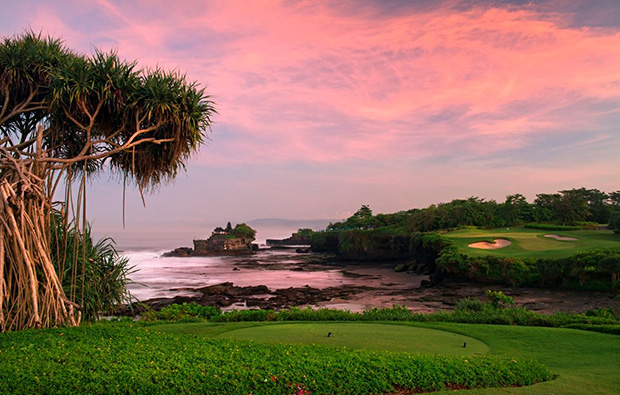 sunset at nirwana bali golf club, bali, indonesia