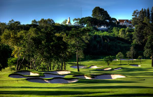 view towards buddha, siam country club old course, pattaya, thailand