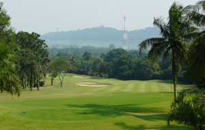 view to mountains at pattavia century golf club, pattaya, thailand