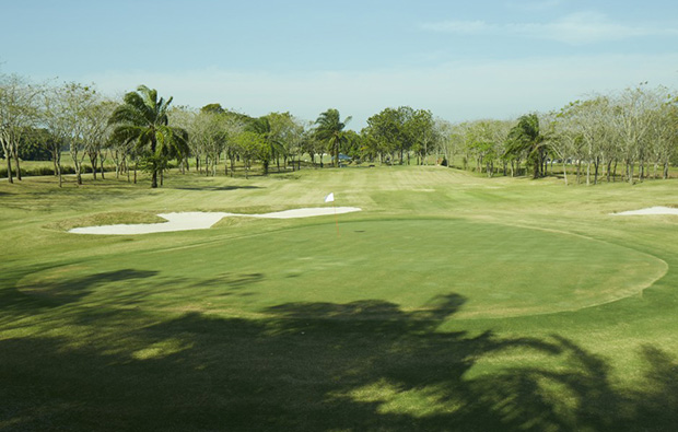 looking back from green at pattaya country club, pattaya