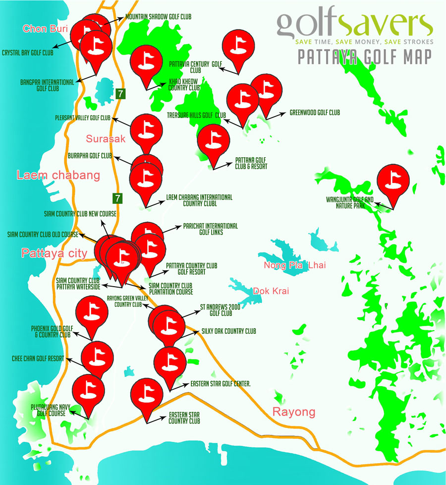 Pattaya Golf Course Map Golf Clubs Around Pattaya