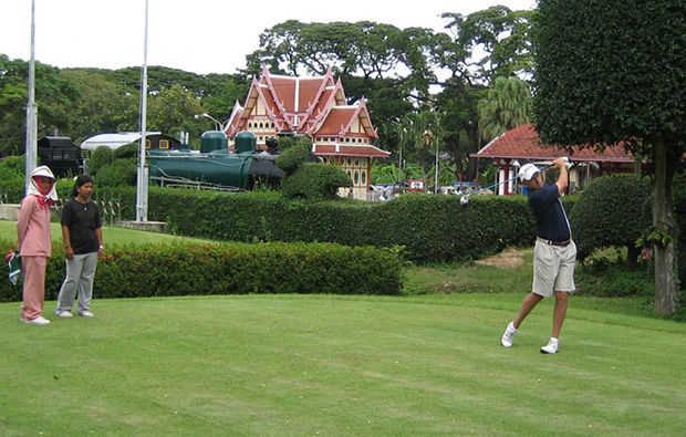teeing off, royal hua hin golf course, hua hin, thailand