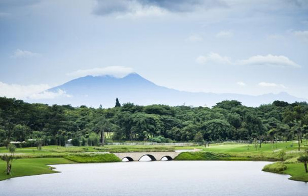 mountain backdrop, royale jakarta golf club, jakarta, indonesia
