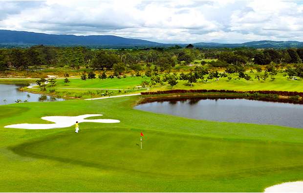 view over green silky oak golf club , pattaya, thailand