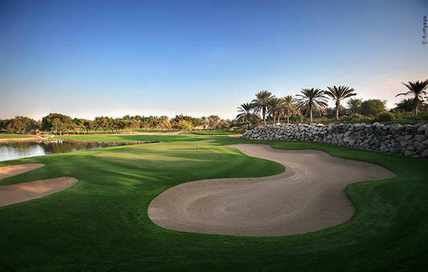 the 12th hole at abu dhabi golf club, abu dhabi, united arab emirates