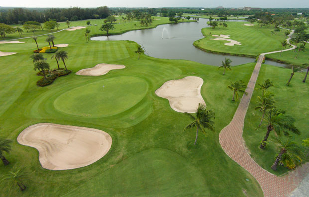 aerial view bangkapong riverside country club, bangkok, thailand