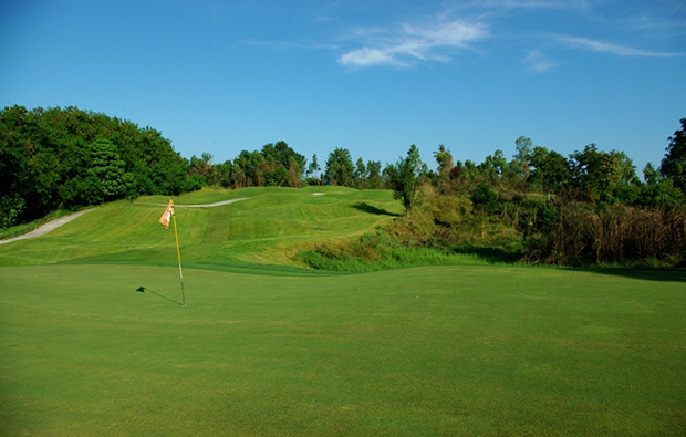 back from green, emerald golf club, pattaya, thailand