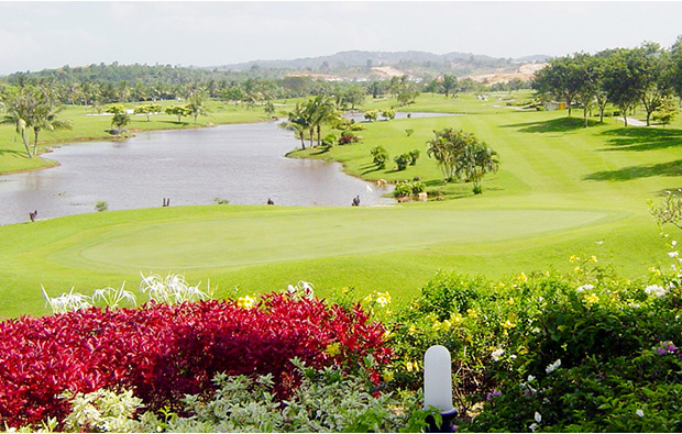 view infront of club house at indah puri golf resort, batam, indonesia