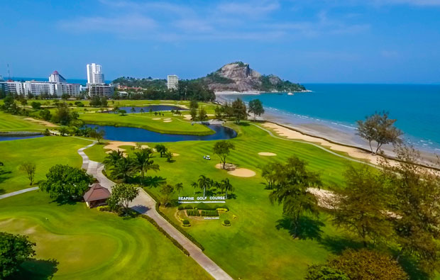 Aerial View sea pines golf course, hua hin, thailand