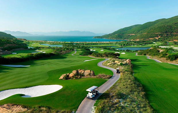 aerial view vin pearl golf club, nha trang, vietnam